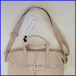 KNOMO London Mayfair AUDLEY LEATHER LAPTOP TOTE Fold Down BRIEFCAS 14Beige $364