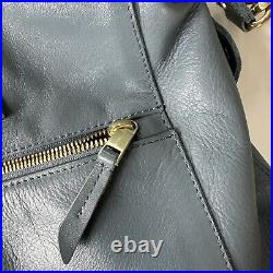 KNOMO USA 14 Audley Leather Laptop Handbag Purse Travel Tote Shoulder Bag Blue