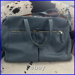 KNOMO USA 14 Audley Leather Laptop Handbag Purse Travel Tote Shoulder Bag Blue