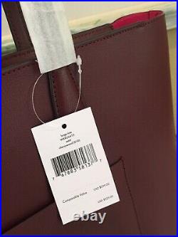 Kate Spade Adel Large Tote Shoulder Bag Cherrywood Leather Laptop Carryall $329