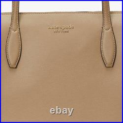 Kate Spade All Day Large Zip Top Tote Beige Leather Laptop Bag PXR00387 NWT FS