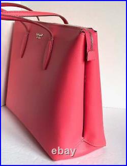 Kate Spade All day Zip Work Tote Womens Large Pink Leather Laptop Bag, Peach Mel