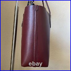 Kate Spade Bleecker Leather Lg Tote Burgundy Maroon Leopard Animal Laptop $248