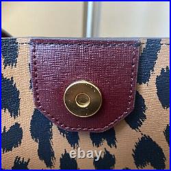 Kate Spade Bleecker Leather Lg Tote Burgundy Maroon Leopard Animal Laptop $248