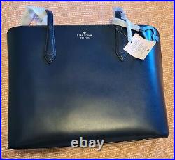 Kate Spade Breanna Large Leather Laptop Tote Shoulder Bag Blazer Blue