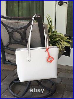 Kate Spade Breanna Shoulder Bag Tote White Cream Leather Laptop Carryall Purse