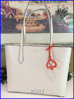 Kate Spade Breanna Shoulder Bag Tote White Cream Leather Laptop Carryall Purse