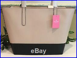 Kate Spade Briel Large Tote Shoulder Bag Beige Black Leather Laptop $329