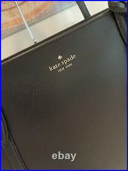 Kate Spade Cara Large Tote Shoulder Bag Laptop Carryall Black Leather Gold