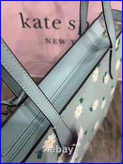 Kate Spade Dana Dancing Aster top zip Tote daisy flower handbag & wallet Laptop