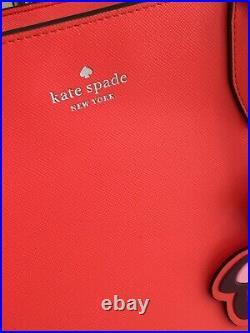 Kate Spade Dana Tote Shoulder Bag Orange Leather Laptop Carryall Purse Flower
