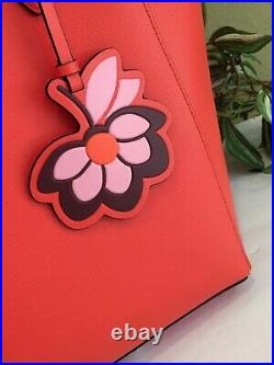 Kate Spade Dana Tote Shoulder Bag Orange Leather Laptop Carryall Purse Flower