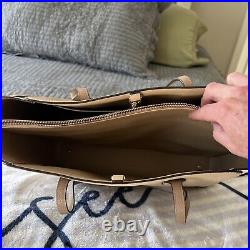Kate Spade Knott Large Tote Leather Beige Shoulder Bag Colorblock 13in Laptop