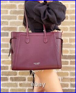 Kate Spade Knott Leather Large Tote Wine Red Bag Laptop Tote Grenache