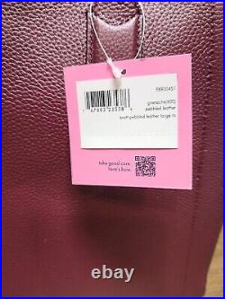 Kate Spade Knott Leather Large Tote Wine Red Bag Laptop Tote Grenache