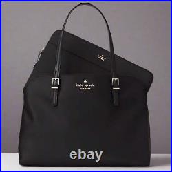 Kate Spade Large Laptop Tote Womens Black Nylon Leather Work Marybeth