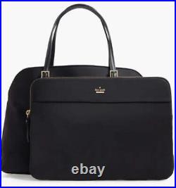 Kate Spade Large Laptop Tote Womens Black Nylon Leather Work Marybeth