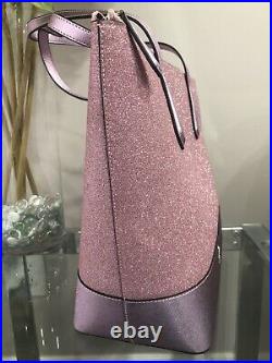 Kate Spade Large Lola Glitter Tote laptop Bag Rose Pink sparkle Holiday handbag