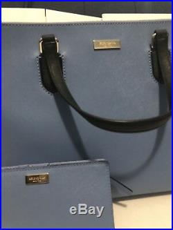 Kate Spade Leighann Laurel Way Large Laptop Bag Handbag Stacy Wallet Set Blue