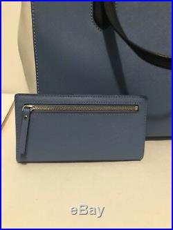 Kate Spade Leighann Laurel Way Large Laptop Bag Handbag Stacy Wallet Set Blue