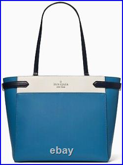 Kate Spade New York Staci Colorblock Saffiano Leather Laptop Tote Niagara Blue