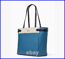 Kate Spade New York Staci Colorblock Saffiano Leather Laptop Tote Niagara Blue