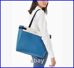 Kate Spade New York Staci Colorblock Saffiano Leather Laptop Tote Niagara Blue