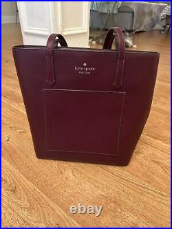 Kate Spade Saffiano pvc Leather Laptop Tote Bag Deep Berry K8662 New With Tags