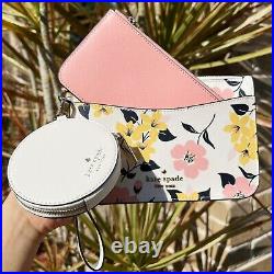 Kate Spade Staci Laptop Tote Lily Blooms Floral + Triple Pouch Wristlet Cream