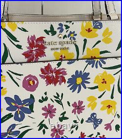 Kate Spade Staci Laptop Tote Shoulder Bag Carryall Floral Garden Bouquet Leather
