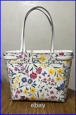 Kate Spade Staci Laptop Tote Shoulder Bag Garden Bouquet Floral Cream Multi