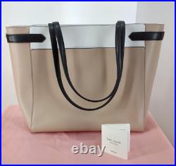 Kate Spade Staci Large Tote Laptop Bag Colorblock Warm Beige White Shoulder NWOT