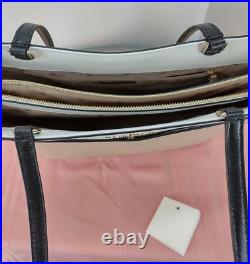 Kate Spade Staci Large Tote Laptop Bag Colorblock Warm Beige White Shoulder NWOT