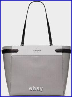 Kate Spade Staci Leather Laptop Tote Bag Large Handbag Gray, White, Black