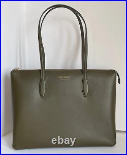 Kate Spade Women's All day Large Leather Zip-Top Laptop Work Tote Green Bag