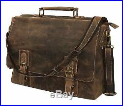 Kattee Men WOMEN GENUINE Leather Briefcase Messenger Laptop Handbag CHRISTMAS