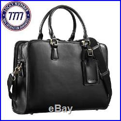 Kattee Women'S Leather Briefcase Messenger Bag 14 Laptop Handbag (Black)