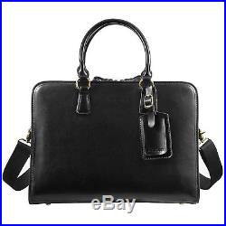 Kattee Women's Leather Briefcase Messenger Bag 14 Laptop Handbag (Black)