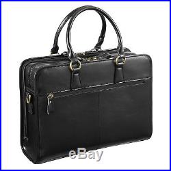 Kattee Women's Leather Briefcase Messenger Bag 14 Laptop Handbag (Black)