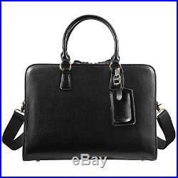 Kattee Women's Leather Briefcase Satchel Handbag 14 Laptop Tote Bag Black Bags