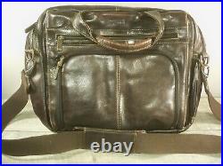 Kenneth Cole Distressed Leather Shoulder Courier Bag Briefcase Messenger Laptop