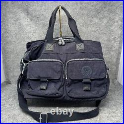 Kipling Large Laptop Tote Bag Duffle Cargo Navy Blue Mommy Weekender Travel