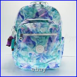 Kipling Seoul XL Backpack Laptop Travel Polyester KI0947 Water Colors NWT $154