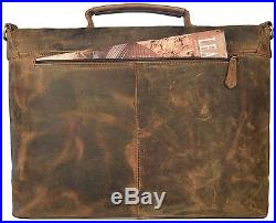Kk's 18 Inch Retro Buffalo Hunter Leather Laptop Messenger Bag Office Briefcase