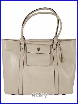 Knomo Womens Berkeley Collection Sulina Leather Laptop Tote Bag, Ivory