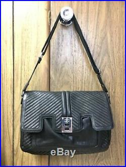 L. A. M. B. Black Quilted Leather Womens Shoulder Bag Executive Laptop Bag