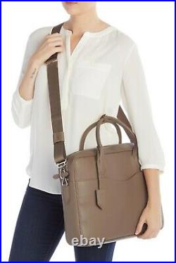 LONGCHAMP Top Handle Leather Briefcase Document Holder Laptop Tote Bag in Taupe