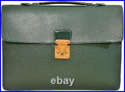 LOUIS VUITTON Green Taiga Serviette Kourad Attache Case Briefcase Laptop Bag