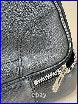 LOUIS VUITTON Leather Briefcase Black Messenger Shoulder Laptop Bag Auth Mens LV