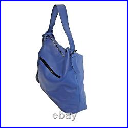 Laggo Hobo Shoulder Bag- Slouchy Oversized R. Blue Leather Silver Studs Tassels